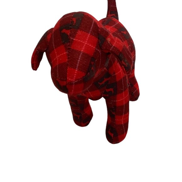 Victorias Secret PINK Plaid Plush Dog Red Black Checkered Stuffed Animal 8.5"x6" - Picture 4 of 8